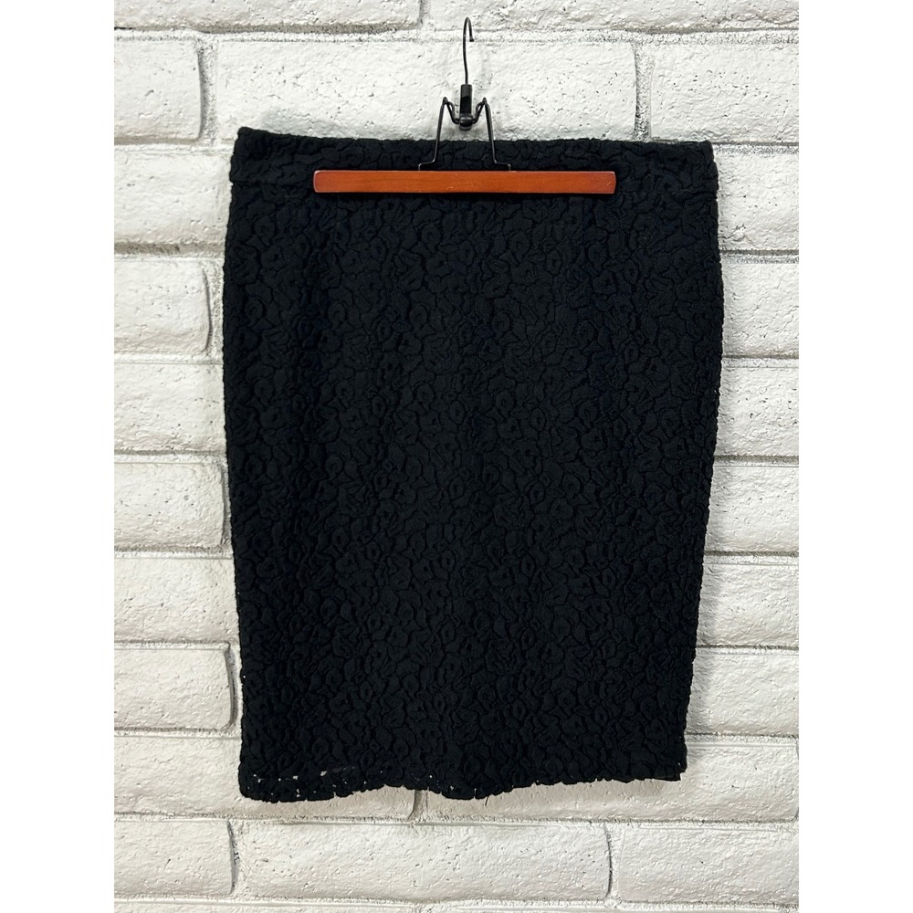 Coldwater Creek Black Floral Lace Pencil Skirt‎ Knee Length Size 14